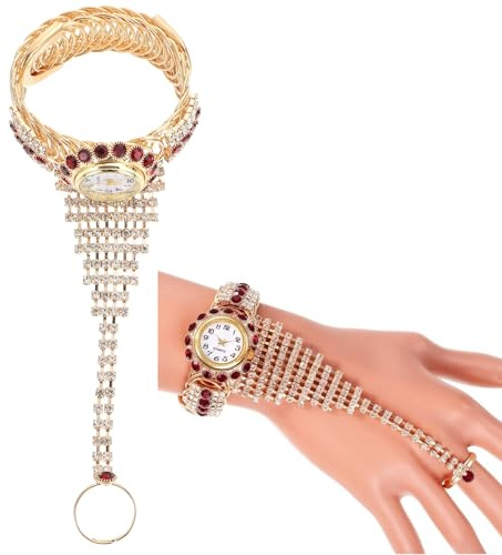 VILLCASE Damenarmbanduhr mit Strassring Elegantes Armband Quarz Verstellbar für Besondere Anlässe
