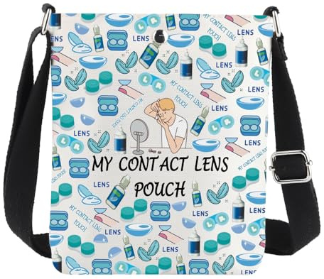 MYSOMY Contact Lens Crossbody Bag - Unisex - Cartoon-themed with Contact Lens Character - 7.48 W x 8.05 L x 0.39 H - 3 Compartments - Water Resistant - Adjustable Strap - Len Cb1