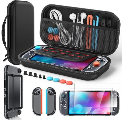 5-en-1 Kit d'accessoires avec Étui, Coque, 2 Écrans pour Nintendo Switch 2 | Klipdasse Housse Sacoche de Voyage et Coque de Protection, Protecteurs Écran, Filtres Anti-Poussière, 4 Capuchons Joystick