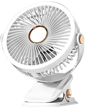 Générique Ventilateur de Bureau, Petit Ventilateur à Clip, Veilleuse Compacte Rechargeable USB Type-C Pour Salle De Bain, Entrepôt, Serre, Tente, Chantier, Extérieur, Jardin, Salle De Sport