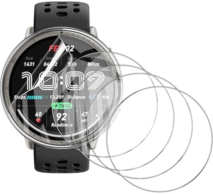 Natbok 5 Piezas Protector de Pantalla para Amazfit Active 2 Smartwatch 44mm,Cobertura Completa TPU Film HD Flexible Protección,Sin Burbujas, Anti Arañazos Amazfit Active 2 Cristal Templado