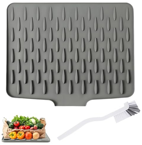 louuuou 2 Pcs Sloped Draining Board Mats,Sink Drainer Mat Silicone Dish Drying Mat For Kitchen Countert Dish Drying Tableware Folding Draining Board Countertop Protection Sink, Table, Refrigerator