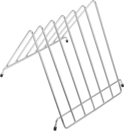 MOLUCKFU Sturdy Stainless Steel Cutting Board Rack with Hollow Design for Fast-drying Kitchen Storage Stand for Pizza Peel Boards Space-saving Organizer