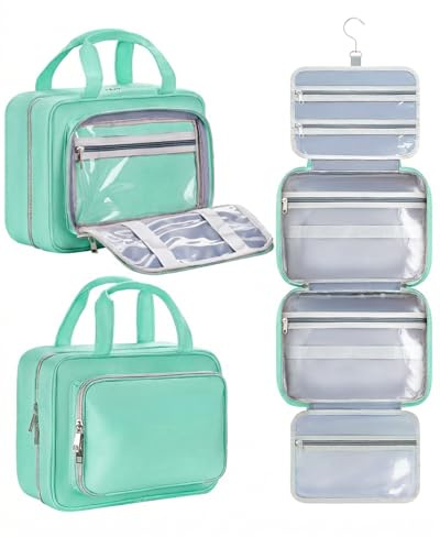 Chakipee Reise Kulturbeutel zum Aufhängen für Damen – Wasserdichter Kosmetiktasche Kosmetiktasche mit Klarfenster, Leichte Waschtasche für Essentials, Make-up, Shampoo, Kulturtasche,Grün, Groß