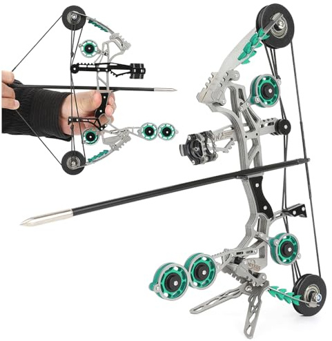 FQH Set di Arco Composito 11 10 LBS - Destro/Sinistro, Raggio d'Azione 20-30 m per Bambini e Principianti | Tiro al Bersaglio e Giochi di Caccia (Verde)