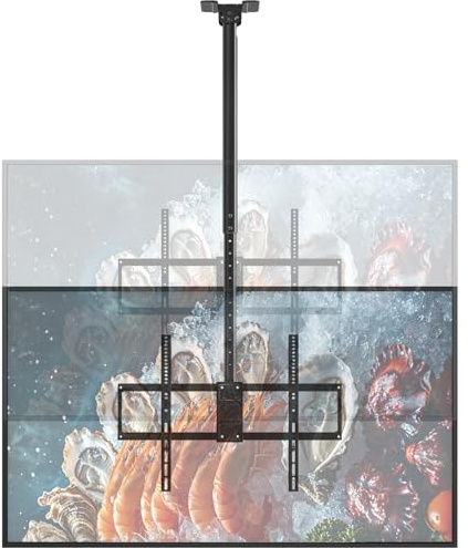 TV Deckenhalterung für 50 bis 100 Zoll, 80 kg Tragkraft | Höhenverstellbar 115-170 cm, Schwenk- und Neigbar TV Halterung Decke mit VESA bis 800x600 mm für Gewerbe & Heimkino