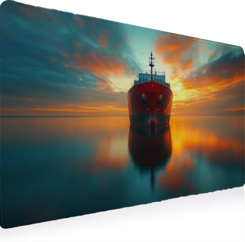 Tapis Souris XXL 1000 x 500 Grand Prolongé Tapis Souris, Gamer Bureau Rubber Base Anti Dérapage, Imperméable Mouse Pad, Haute Précision et Vitesse avec Bords Cousus Croisière Crépuscule W0G1-1049