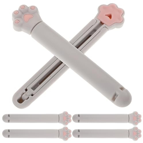 MAGICLULU Lot de 6 Pinces D'étanchéité en Plastique Gris Forme Patte de Chat, Clips de Fermeture Hermétiques pour Sachets Alimentaires et Collations, Accessoires Cuisine Pratiques