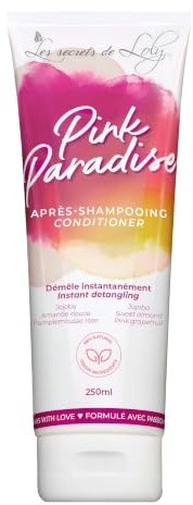 Les Secrets de Loly – Pink Paradise – Après-shampooing ultra démêlant Fortifie & adoucit – Cheveux ondulés, bouclés, frisés et crépus – +98% d'origine naturelle – 250 ml