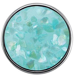 Quiges Damen Click Button 18mm Chunk Aquablaue Versilbert für Druckknopf Zubehör