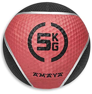 AMAYA SPORT Medicinsk Ballong Gummi High Grip - 5 kg, Slam Ball-gummi Anti-Slider, Bekväm Grip Wall Ball och måttlig båt för Fitness Träning