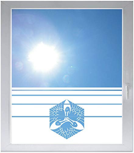 INDIGOS UG Sichtschutzfolie Glasdekorfolie Fensterfolie mit Motiv satiniert Blickdicht - w280 Ornament, Vögel - 1200 mm Länge - 500 mm Höhe Streifen - selbstklebend - matt - für Bad