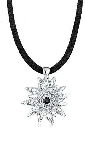 Elli Halskette Edelweiss Anhänger Satin Damen Kette Kristall 925 Silber | Schmuck Geschenke für Frauen Mädchen Mama Freundin, Silberkette, Länge 45cm
