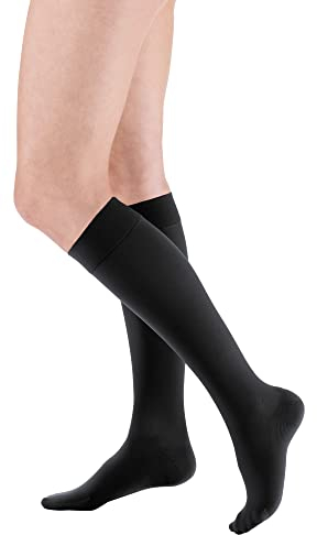 medi mediven plus Kompressions Kniestrümpfe Unisex | Medizinische Kompressionsstrümpfe CCL2 für Damen und Herren | Schwarz | Größe VI | geschl. Spitze | normal