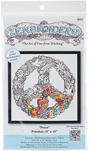 Design Works Crafts 4010 Peace 10 x 10 Zenbroidery Kit, Multicolor