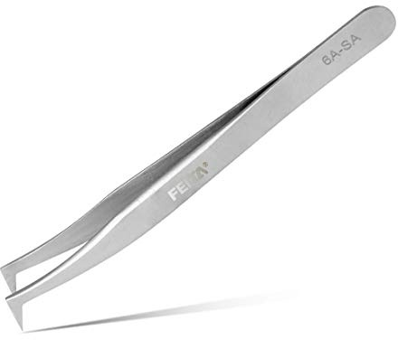 Brucelles prolongatrices pour cils en volume - Brucelles de précision en forme de L courbées, pointues, professionnelles de FEITA