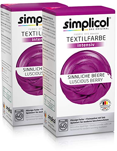 simplicol Textilfarbe intensiv (18 Farben), Sinnliche Beere 1806 2er Pack, Lila: Einfaches Färben in der Waschmaschine, All-in-1 Komplettpackung