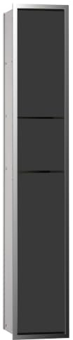 EMCO ASIS 150 Unterputz Bad Schrank für Gäste-WC, Hochschrank & Badezimmerschrank als Toilettenpapierhalter, Abfalleimer & Klobürstenhalter Schwarz Chrom 96,4 cm Unterputz