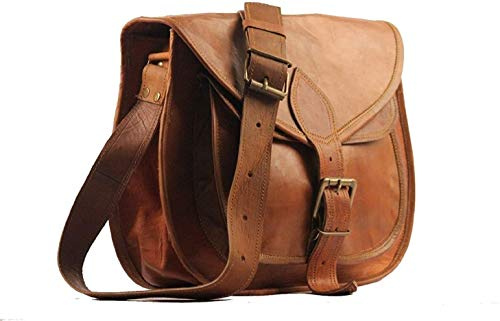 ALASKA EXPORTS Damen Echtleder Schultertasche Crossbody Sattel Tablet Retro Rustikal Vintage Tasche (22,9 x 28,9 cm), braun, 9 X 11 X 3.5 inch