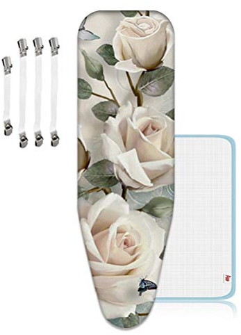 BüGelbrettbezug, 145x54cm, 100% Baumwolle, Extra Dicke Polsterung, BüGelbrettbezug Universal, Inkl BüGeltuch und 4 Spannern, FüR Familien und Hotels Geeignet, XXL