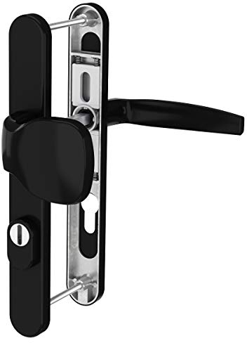 Türdrücker Wechselgarnitur 92mm mit Kernziehschutz Schwarz RAL9005 Schmalrahmengarnitur PZ Lochung Türbeschlag (Knopf/Drücker, Türstärke 55-70mm)