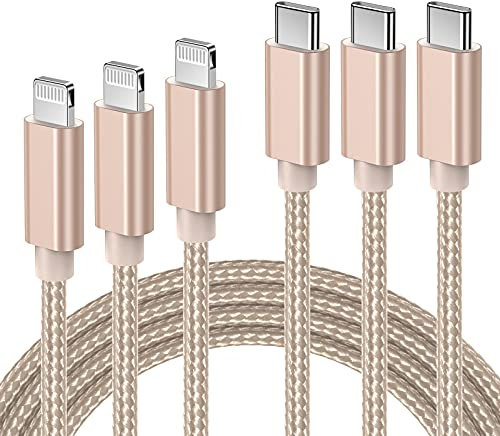 Quntis - Cable USB C a Lightning (3 unidades, carga para iPhone rápido, MFi, certificado 123 m, cargador Lightning USB C para iPhone 12, 13 Mini 11 Pro X XR XS Max 8 iPad Pro 2018 Air 2019, cable