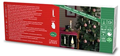 Konstsmide LED Baumbeleuchtung, 12 kabellose Baumkerzen mit Clip, inkl.Fernbedienung, Funktionen: Blinken, 5h Timer, batteriebetrieben, Innen, 0,6W, Batterie: 12 x AAA 1,5V (exkl.) + 2 AAA - 1911-210