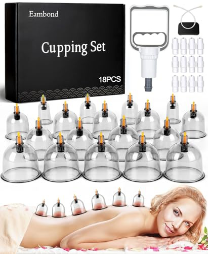Eambond Cupping Kit, Cupping Therapy Sets Massage Back, Pain Relief, Physical Therapy, Chinese Muscle Cupping Tool with Pump & Vacuum Silicone Cups for Cellulite Reduction at Home