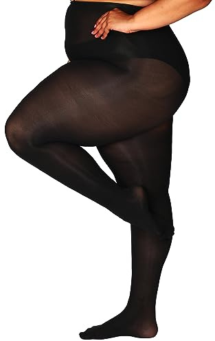 HONENNA Strumpfhosen Damen Elastisch Semi-Blickdicht Strumpfhosen Übergrößen, 1 Paar Schwarz, 3XL-4XL