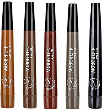 Kit di penna multifunzione per sopracciglia e barba a 4 punti, impermeabile, a lunga durata, penna per sopracciglio/matita per barba e pennello, crea sopracciglia dall'aspetto naturale (5 colori)