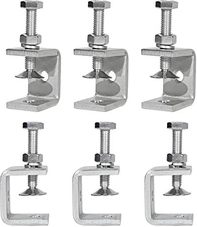 UOIENRT 6 Pcs Stainless Steel C Clamps, Heavy Duty Metal U Clamps for Metal Working, Mounting, Small Desk Clamp with Stable Wide Jaw Opening & Protective Pads/I-Beam Design, 0.95 * 1.18 * 1.26 Inch