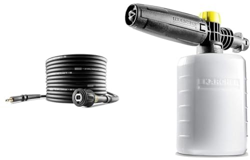 Kärcher Verlängerungsschlauch Quick Connect (10 m) & FJ 6 Schaumdüse (0,6l, manuell regulierbarer Reinigungsmittelverbrauch, transparenter Behälter, für alle Hochdruckreiniger K2 - K7)
