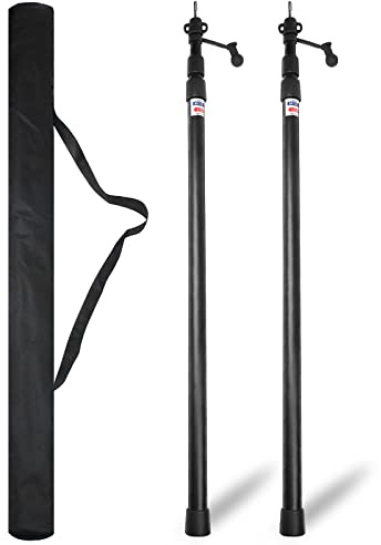 Umisu 2PCS Mât de Tente Télescopique Support de Bâche en Aluminium 2,3M Poteaux de Bâche Réglable Poteau pour Voile Ombrage Camping Vacances Accessoires pour Auvent Toile Jardin