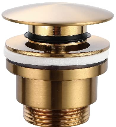 Mice - Soupape Click Clack Adaptée pour lavabos et bidets Installation facile Bouchons de vidange lavabo, Universels avec ou sans trop-plein, Pop-Up Or brossé-VCC014
