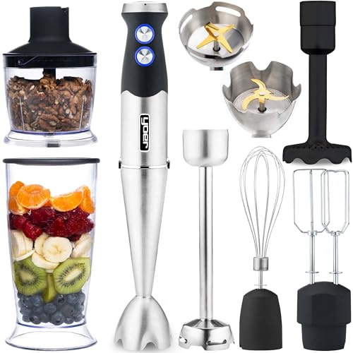Yoer Handmixer, 1500W, Multifunktional, Titanmesser, Turbo-Modus | 25 Einstellungen, Mixen, Schlagen, Pürieren, Zerkleinern, BPA-frei, Leiser Betrieb, Anti-Splash-Technologie, Six-Edge HB01S