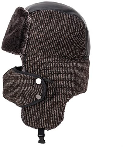 Bomber Hüte Catcher Cap Herbst und Winter warme Ski-Baumwollmütze Fell plus Samt Männer und Frauen universelle Winter-Kaltmützen Pilotenmütze Warm (Farbe: Kaffee, Größe: 58 60 cm) (Kaffee 58 60 cm)