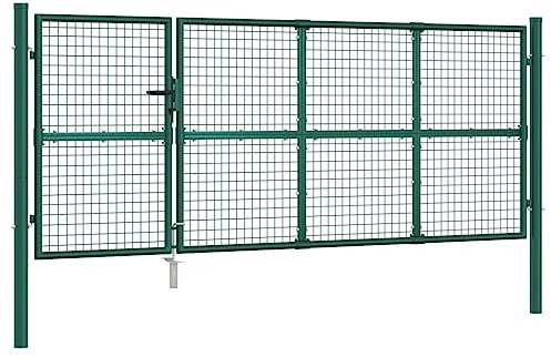 vidaXL Cancello da Giardino in Rete Verde 350x175 cm Acciaio Zincato, cancello da Giardino in Rete, cancello, cancello Anteriore, cancello da Esterno