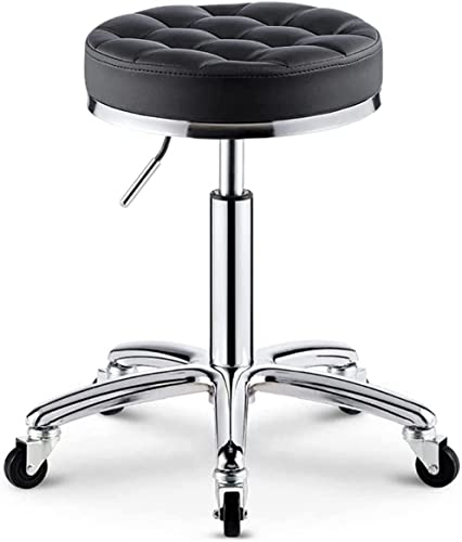 Rollhocker, Hocker auf Rollen, Friseurstuhl mit Rollen, höhenverstellbarer Drehhocker, multifunktionaler Schreibtischstuhl (Farbe: A5) (A2), das Neue
