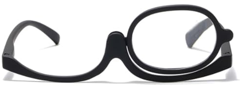 NILZA Make Up Brille Kosmetik-Lesegerät Vergrößern Make-up Brillen Damen Lesebrille Flip Nach Unten Schminkbrille Flip Gläser Für Frauen (Color : Black, Size : +1.50)