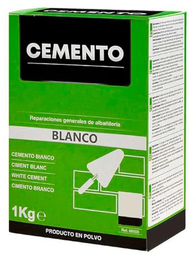 ACAN Tradineur - Cemento en polvo, reparaciones generales, albañilería, suelos, muros, uso interior y exterior, fabricado en España (Blanco, 1 kg)