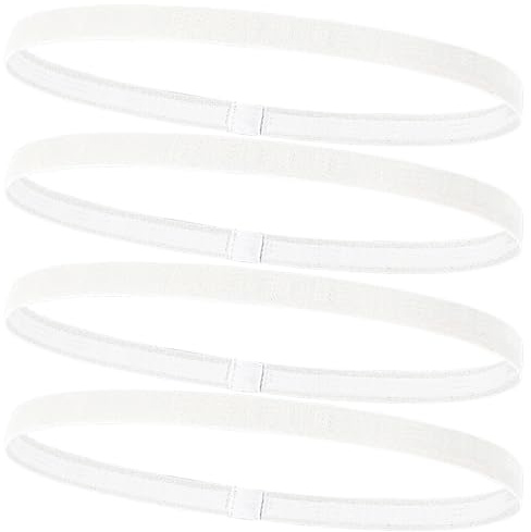 4 Stück Haarband Jungs Sport, Haarband Herren, Stirnband damen, Haarbänder Damen Dünn, für Yoga Fußball Joggen, Fussball-Weiß