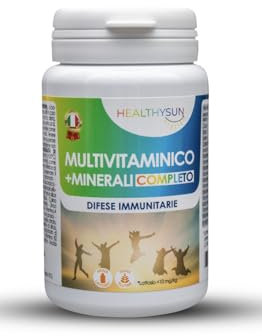 Multivitaminico Minerali Completo con Acido Folico, Vitamine gruppo B, Vitamina A, Vitamina C, Vitamina D, Vitamina E, Calcio, Zinco, Selenio, Integratore Alimentare Healthysun, 90 Compresse