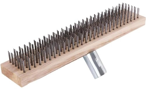 Balai métallique 45 cm en acier avec bord grattoir et support en métal robuste - Balai de jardin - Balai de jardin - Balai de jardin - Poils durs - Pour pont, allée, cour, terrasse, pierre