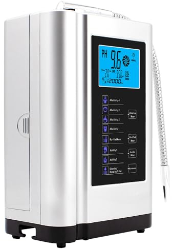 DPLXQPP Electrolizador Agua Alcalina,Ionizador Agua Y Máquina Agua Alcalina Profesional con Ajustes Ph del Agua De 3,5-10,5,7,hasta -600 Mv Orp,8000 litros por Filtro,White-110V
