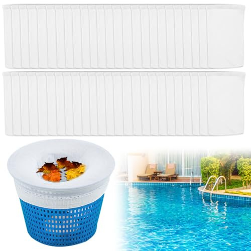 TGKYK Pool Skimmer Socken, 50 Stück Skimmer Filtersocken, Filtersocken Pool, Filtersocken Skimmer Netz Pool, Filterstrumpf Pool für Entfernt Blätter, Haare und Insekten aus Schwimmbecken