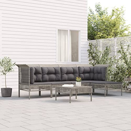 SECOLI Gartensofa wetterfest Metall Gartenlounge Outdoor Balkon Lounge Ecksofa Lounge Balkonmöbel Kleiner Balkon Balkonsofa loungesofa Outdoor Terassenmöbel außen mit Kissen Grau-6-tlg