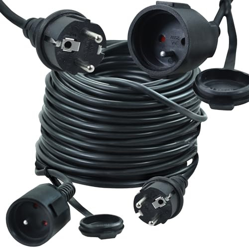 Rexxer | Baustellen-Verlängerungskabel | Stark | Universal | Solide Konstruktion | Steckdose mit Erdung | Sicher in der Anwendung | Belastbar bis 3500 W | Länge 30 m | Kabel 3 x 1,5 mm2 | IP44
