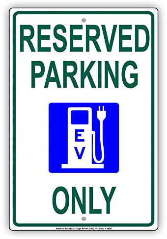 Biopracess Reserved Parking Only For Ev Electric Vehicles Charging Tin Sign 8x12 inch