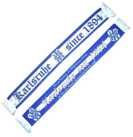 Wallitschek Karlsruhe Polyesterschal in Strickoptik - seit 1894, blau-weiss, Fussball, 1894, Fanschal, NEU