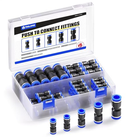 TAILONZ PNEUMATIC 50 piezas Racores rápidos de plástico para conductos de aire 4 6 8 10 12 Tubo (2 vías)